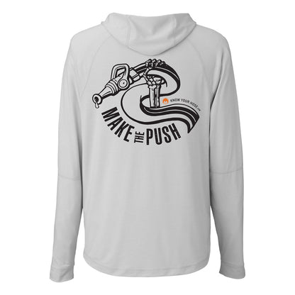 MAKE THE PUSH – Performance Hooded Long Sleeve Shirt – UNISEX